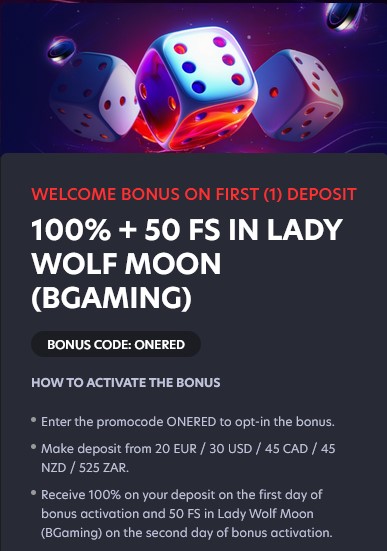Welcome Bonus 1RedBet Casino